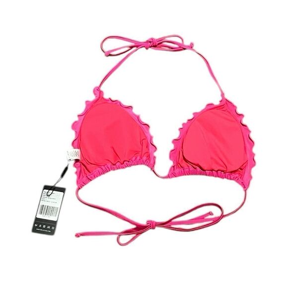 Relleciga Women’s Neon Rose Ruffle Bikini Swimsuit Top, Size L - Picture 3 of 7